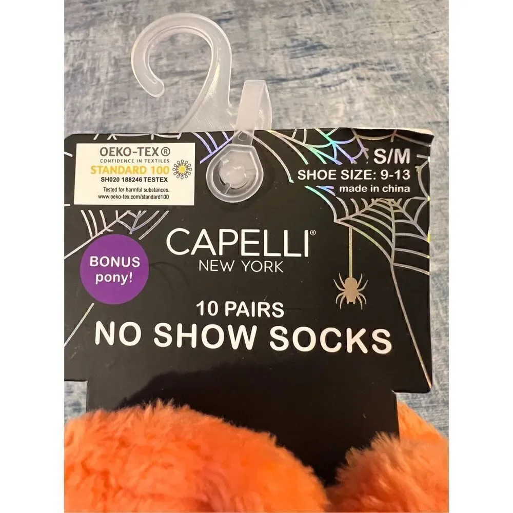 New! Capelli Halloween Socks 10 Pair with Bonus Orange Scrunchie S/M